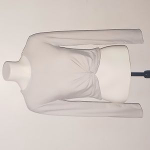 Knot-Twist Tie Front Long Sleeve Jersey Crop Top